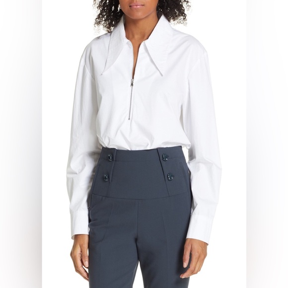 NEW Tibi Front Zip Tech Poplin Shirt (size M) - Picture 6 of 10